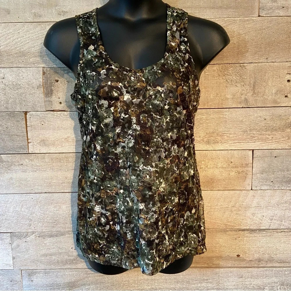 💥5/$25 Majora women's sheer lace tank‎ top in  size large